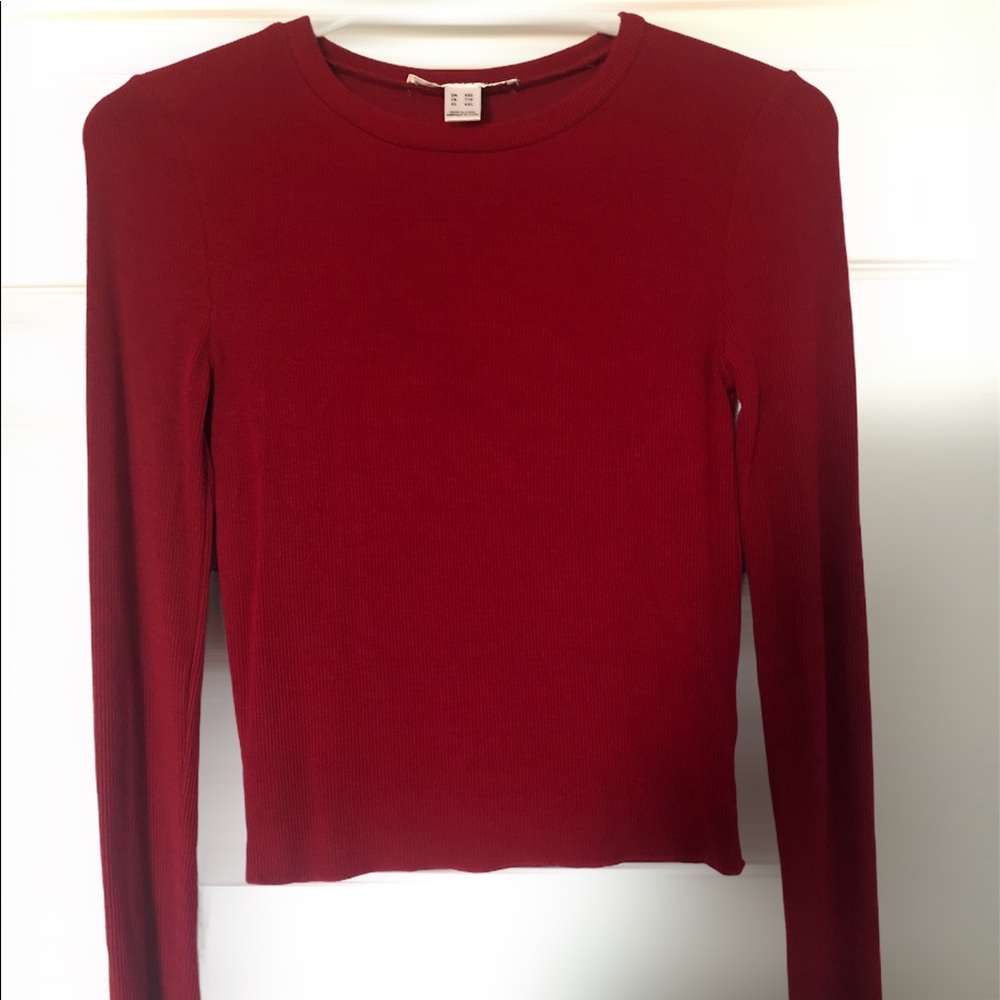 DEEP RED RIBBED TOP
